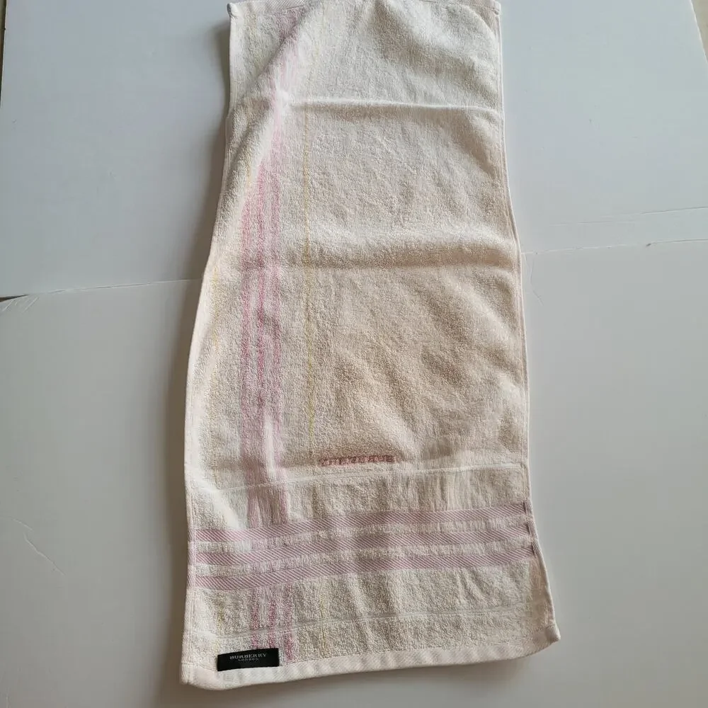 Vintage Burberry Authentic Hand‎ Towels Lot Of 3 Pink Yellow Cotton Bundle